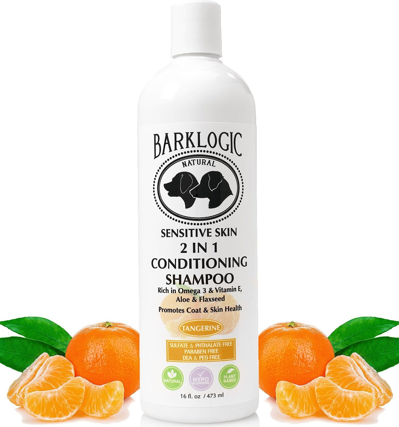 BARKLOGIC Sensitive Skin 2 in 1 Conditioning Tangerine Dog Shampoo, 16oz bottle
