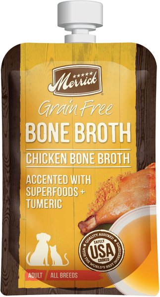 Merrick Chicken Bone Broth Grain-Free Wet Dog Food Topper, 7-oz pouch slide 1 of 9