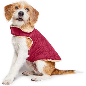 Fab Dog Quilted Shearling Dog Coat, Burgundy, 16-in