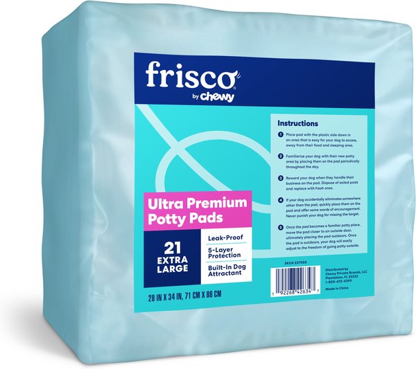 Frisco Extra Large Non-Skid Ultra Premium Dog Training & Potty Pads, 28 x 34-in, Unscented, 21 count slide 1 of 10