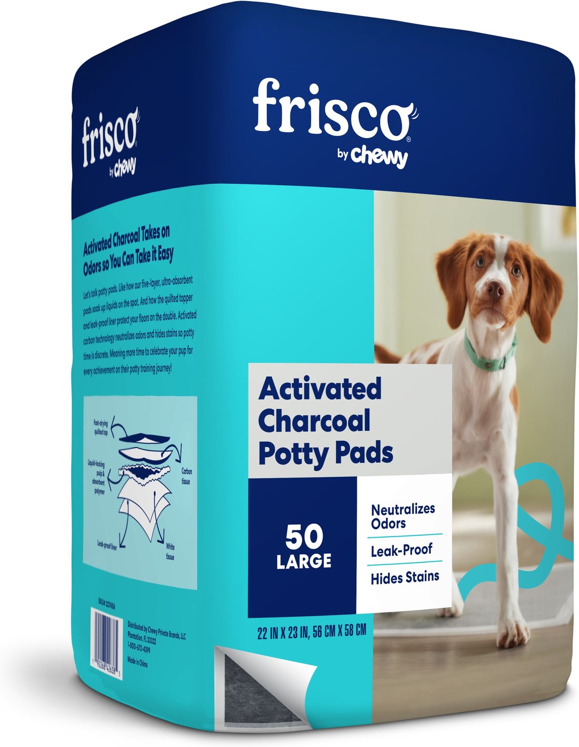 FRISCO Charcoal Dog Training & Potty Pads, 22 x 23-in, 50 count, Unscented  