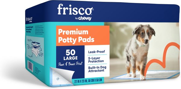 Frisco Large Printed Dog Training & Potty Pads, 22 x 23-in, 50 Count, Unscented, Paws & Bones slide 1 of 6