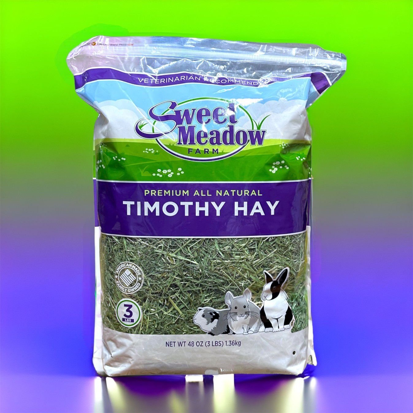 SWEET MEADOW FARM Timothy Hay Small Pet Food, 3lb bag