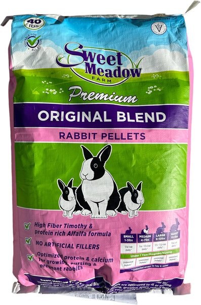 SWEET MEADOW FARM Rabbit Pellets Premium Timothy Blend Rabbit Food, 40