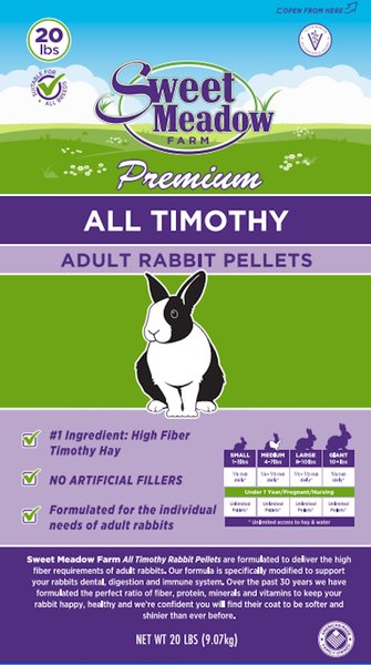 Sweet Meadow Farm Timothy Pellets Adult Rabbit Food, 20-lb bag slide 1 of 2