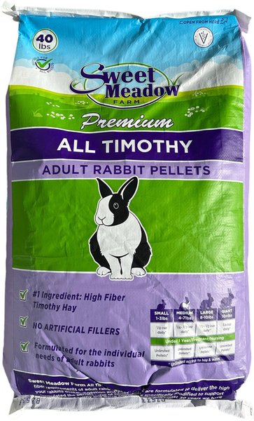 SWEET MEADOW FARM Timothy Pellets Adult Rabbit Food, 40-lb bag - Chewy.com