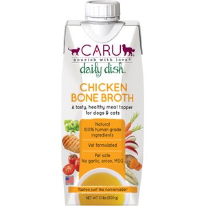 Caru Daily Dish Chicken Broth Human-Grade Dog & Cat Wet Food Topper, 1.1-lb bottle