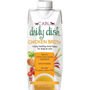 Caru Daily Dish Chicken Broth Human-Grade Dog & Cat Wet Food Topper, 1.1-lb bottle