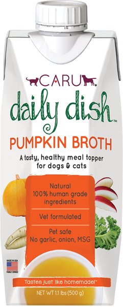 Caru Daily Dish Pumpkin Broth Human-Grade Dog & Cat Wet Food Topper, 1.1-lb bottle slide 1 of 1