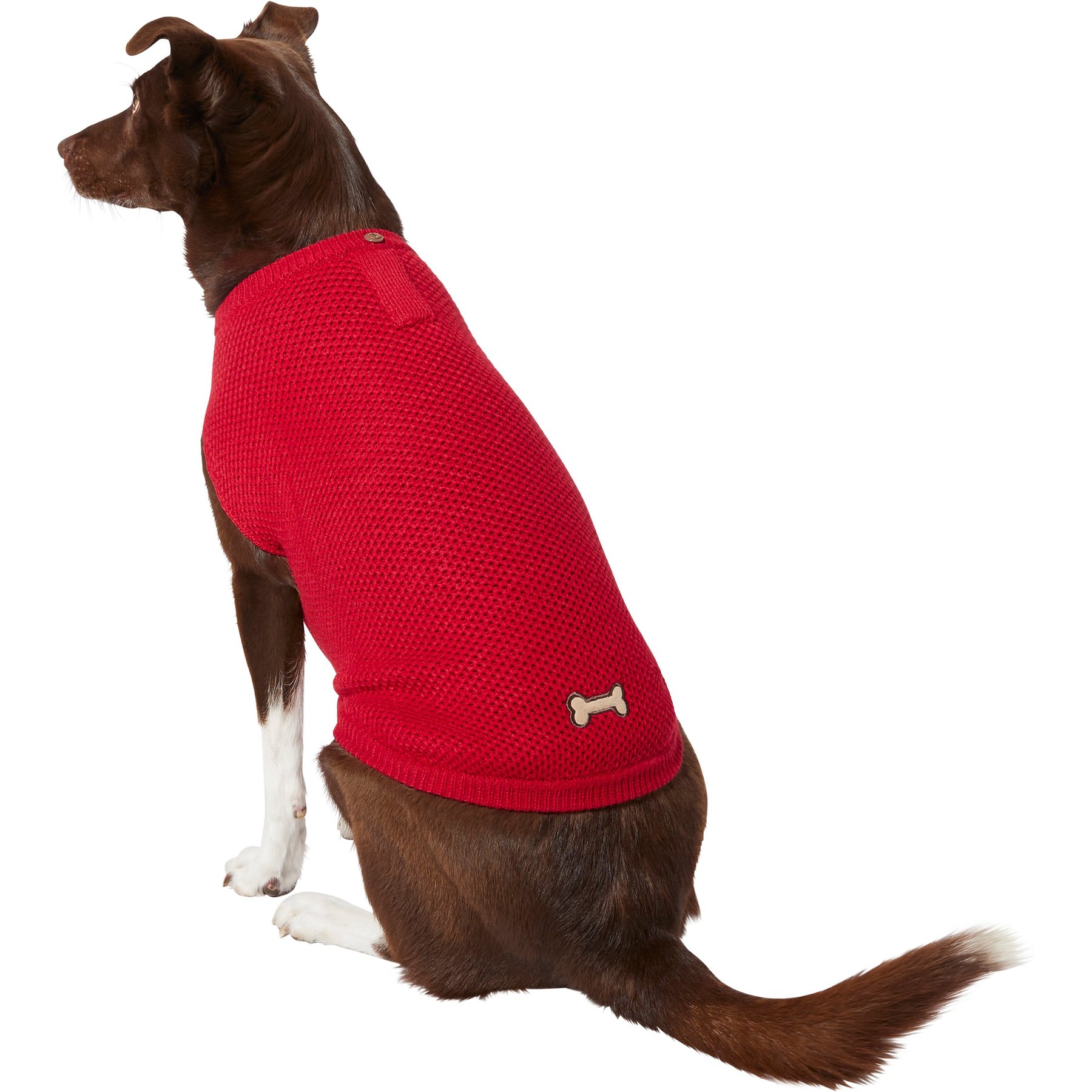 WAGATUDE Waffle Henley Dog Sweater, Red, Small - Chewy.com