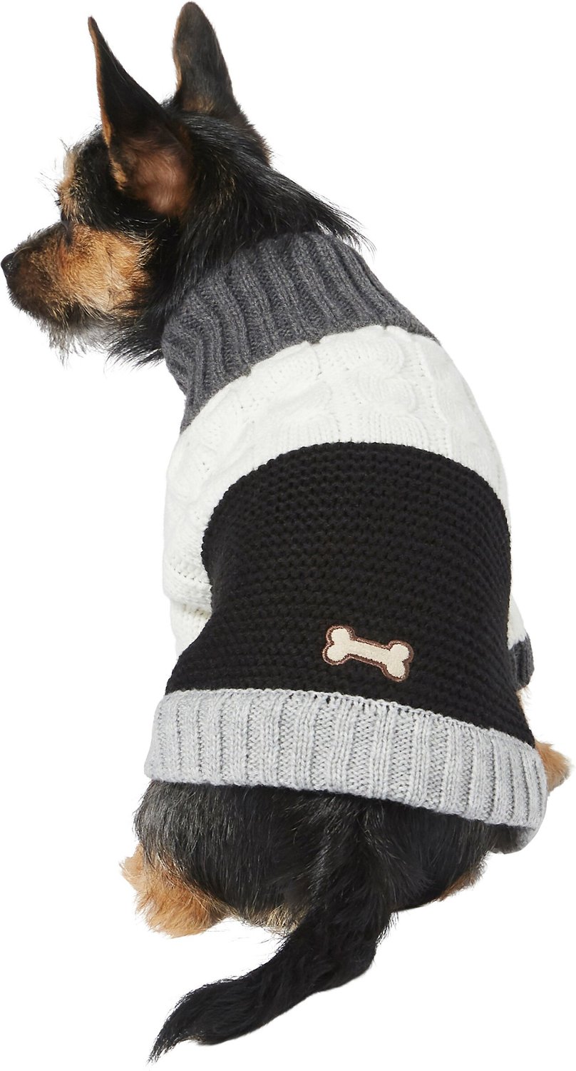 WAGATUDE White Cable Striped Turtleneck Dog Sweater, X-Large - Chewy.com