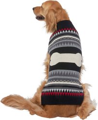 Wagatude Black Bone Fair Isle Dog Sweater, X-Small