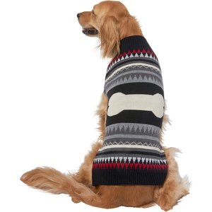 Wagatude Black Bone Fair Isle Dog Sweater, X-Small