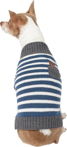 Wagatude Blue Striped Pocket Bear Dog Sweater, X-Small slide 1 of 4
