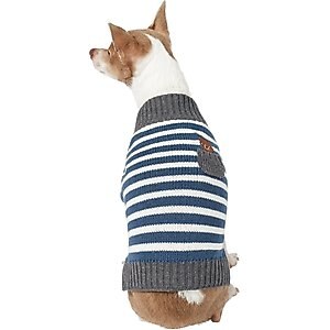 Wagatude Blue Striped Pocket Bear Dog Sweater, Large