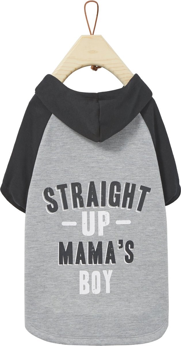 WAGATUDE Gray Straight Up Mama's Boy Dog Hoodie, XXLarge