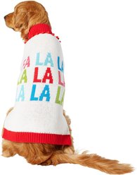 Wagatude White Fa La La Pom Pom Dog Christmas Sweater, X-Large