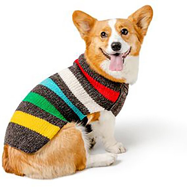 Chilly Dog Charcoal Striped Wool Dog Sweater, X-Small slide 1 of 5