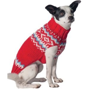 Chilly Dog Red Nordic Wool Dog Sweater, Medium