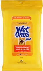 Wet Ones Anti Bacterial Multi-Purpose Tropical Splash Scent Dog Wipes, 30 count slide 1 of 3