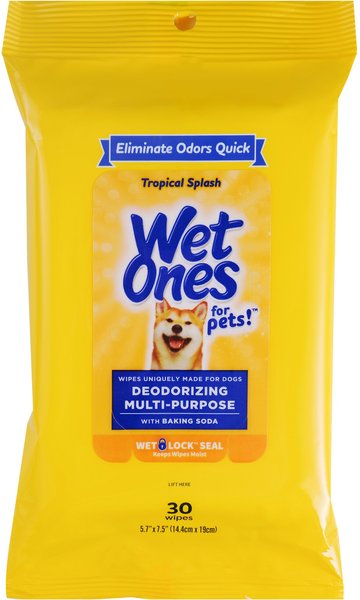 Wet Ones Deodorizing Multi-Purpose Tropical Splash Scent Dog Wipes, 30 count slide 1 of 3