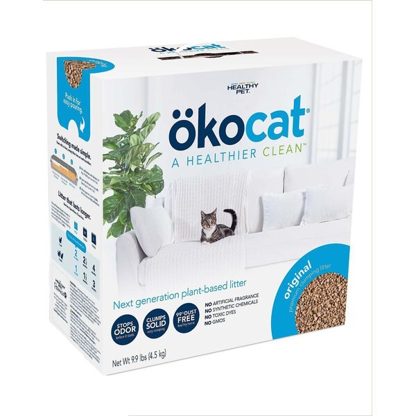 OKOCAT Super Soft Clumping Wood Unscented Cat Litter, 16.7lb box