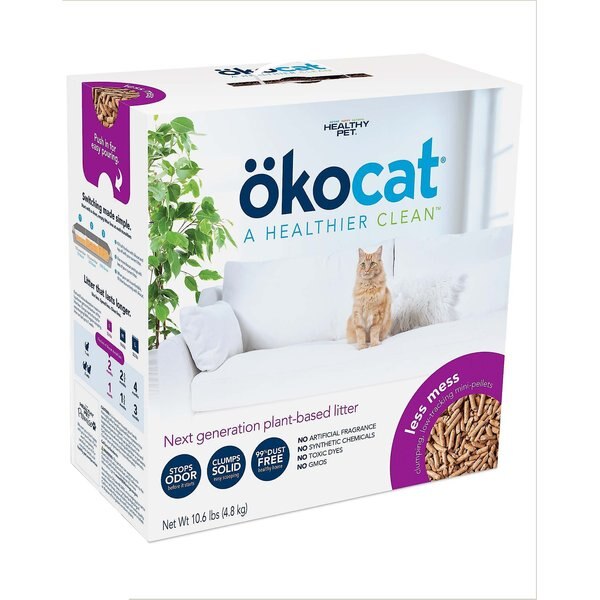 OKOCAT Mini Pellets Unscented Clumping Wood Cat Litter, 10.6lb box