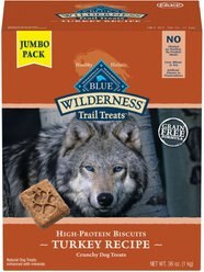 Blue Buffalo Wilderness Trail Treats Grain-Free Turkey Recipe Biscuits Dog Treats, 36-oz box