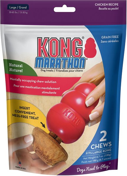 KONG Marathon Chicken Recipe Grain-Free Dog Chew Large Treats, 2 count slide 1 of 10