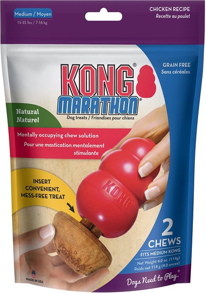 KONG Marathon Chicken Recipe Grain-Free Dog Medium Chew Treats, 2 count slide 1 of 10