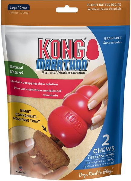 KONG Marathon Peanut Butter Recipe Grain-Free Dog Chew Large Treats, 2 count slide 1 of 10
