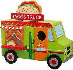 Glitzhome Wooden Mexico Taco Truck Bird House, 9.45-in