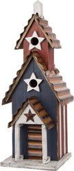 Glitzhome Oversized Wooden & Rustic Metal Patriotic Bird House, 24.41-in