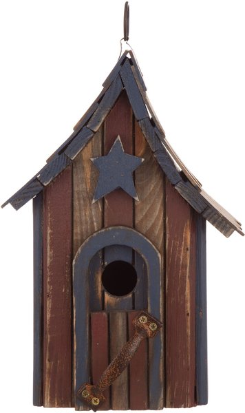 Glitzhome Hanging Distressed Solid Wood Garden Bird House, 11.42-in slide 1 of 8