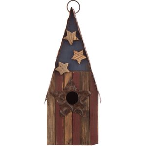 Glitzhome Solid Wood & Metal Rustic Bird House, 12.4-in
