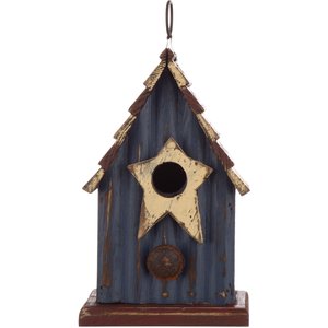 Glitzhome Solid Wood Rustic Bird House, 9.06-in