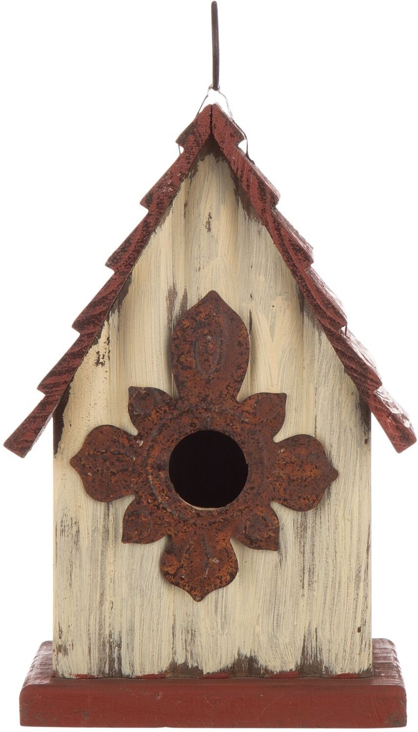 Glitzhome Distressed Solid Wood Bird House, 9.06-in