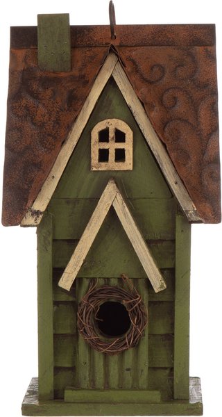 Glitzhome Distressed Solid Wood Bird House, 11.93-in slide 1 of 4