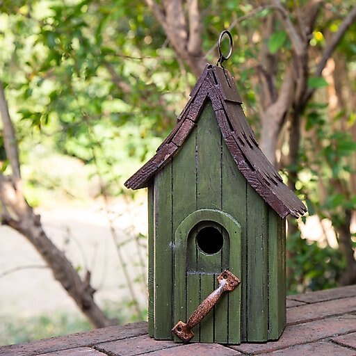 Glitzhome Distressed Wooden Bird House, 11.61-in