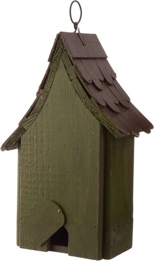 Glitzhome Distressed Wooden Bird House, 11.61-in