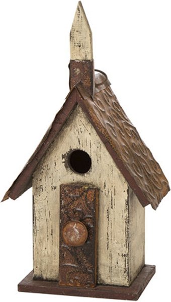 Glitzhome Distressed Wooden Bird House, 13.90-in slide 1 of 6