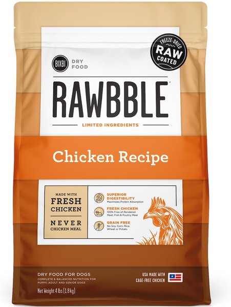 BIXBI RAWBBLE Fresh Chicken Recipe Limited Ingredient Grain-Free Dry Dog Food, 4-lb bag slide 1 of 7