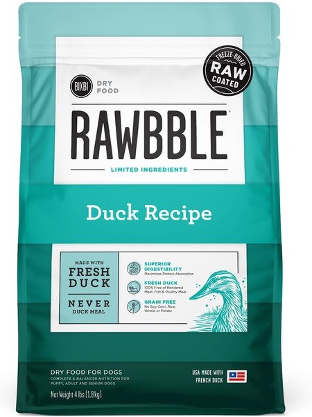BIXBI RAWBBLE Fresh Duck Recipe Limited Ingredient Grain-Free Dry Dog Food, 4-lb bag slide 1 of 7