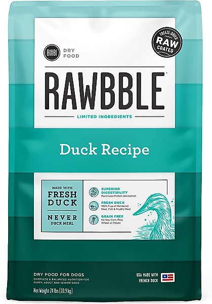 BIXBI RAWBBLE Fresh Duck Recipe Limited Ingredient Grain-Free Dry Dog Food, 24-lb bag slide 1 of 7
