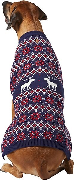 Frisco Moose Fair Isle Dog Sweater, Navy 3XL