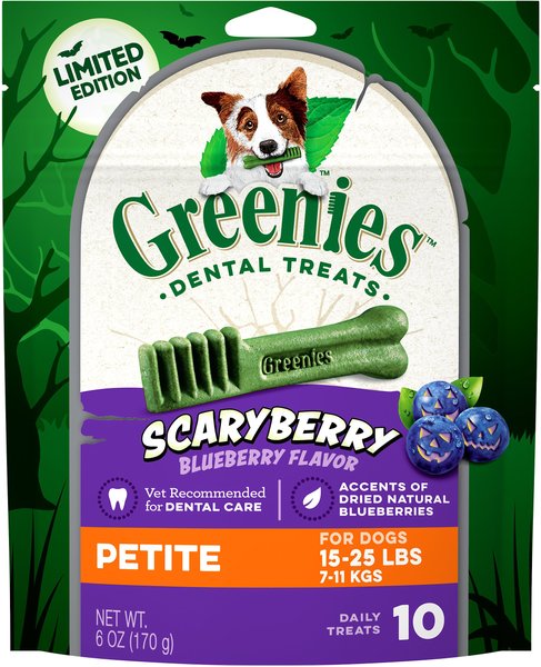 Greenies Scary Berry Blueberry Flavor Petite Dental Dog Treats, 6-oz bag slide 1 of 8