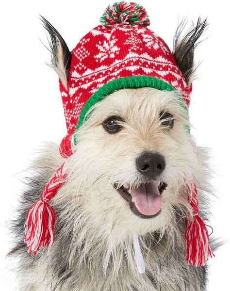 Frisco Fair Isle Dog & Cat Knitted Hat, Red/Green, X-Large/XX-Large slide 1 of 4