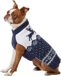 Frisco Deluxe Marled Fair Isle Reindeer Dog & Cat Sweater, Navy, 1 count, Medium