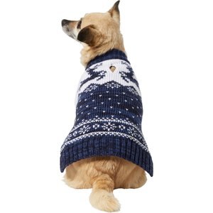 Frisco Deluxe Marled Fair Isle Reindeer Dog & Cat Sweater, Navy, 1 count, X-Large