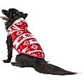 Frisco Fair Isle Fleece Lined Dog & Cat Hoodie, Red, Medium